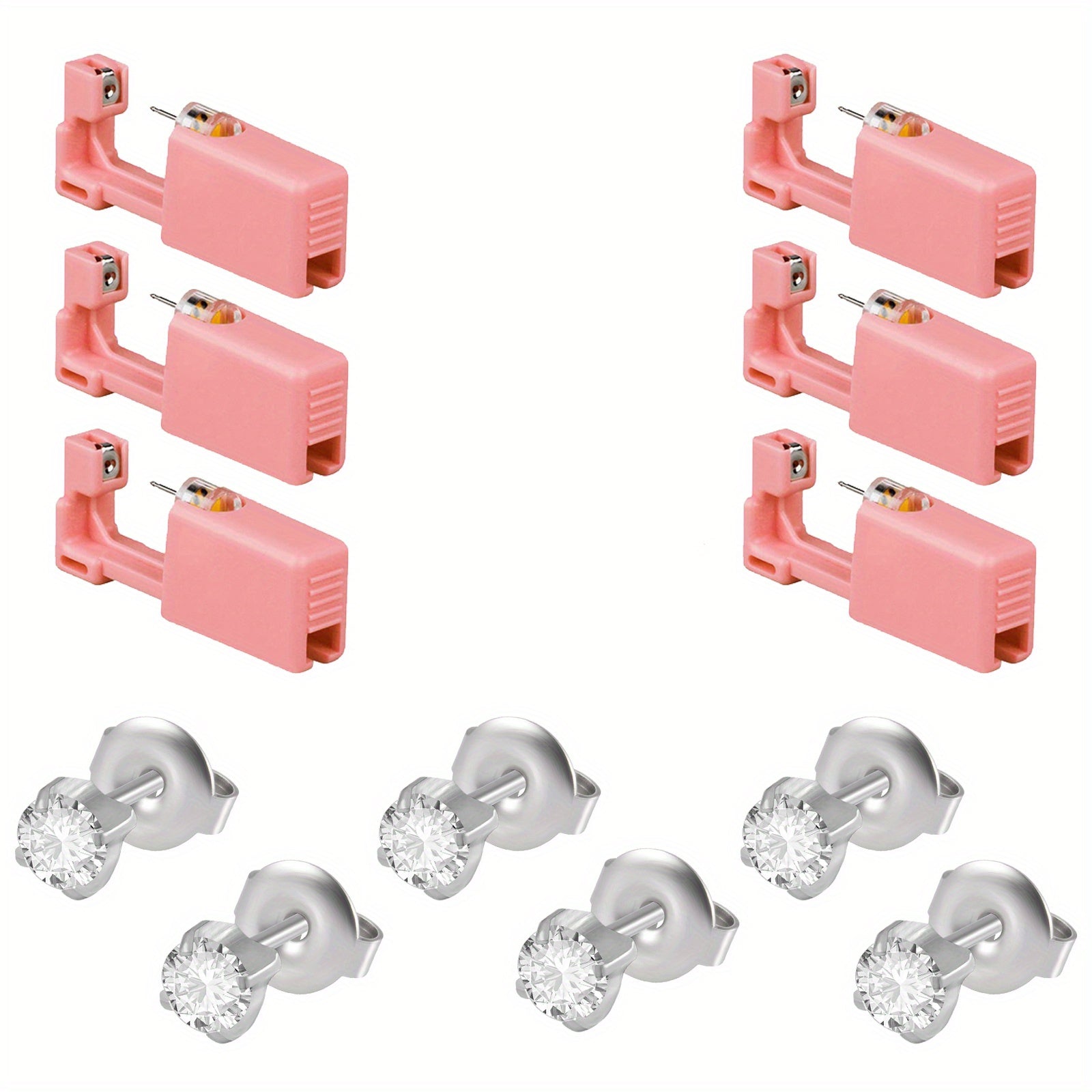 6PCS Pink Ear Piercing Kit Disposable Self Ear Piercing Gun Kit