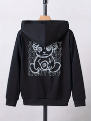 Bear & Letter Print Boys Pullover Sweatshirt Long Sleeve Crew Neck Tops Kids