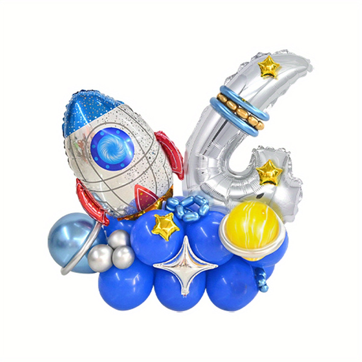 31pcs Space Rocket Silvery 0 9 Number Balloon Birthday Party Supplies