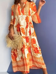 Floral Print Long Sleeve Maxi Dress