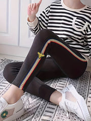 Girls' Embroidered Slim Fit Casual Pants