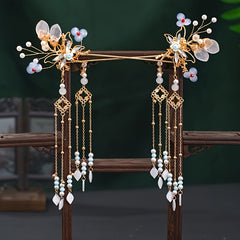 Floral Tassels Hairpin Dragonfly Hairpin Bridal Barrette Hanfu