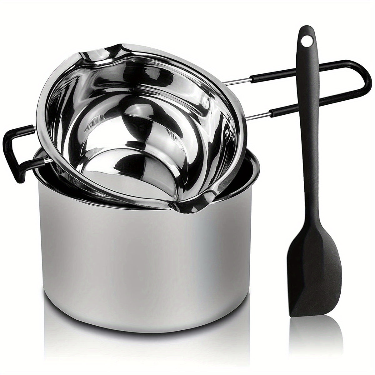 Stainless Steel Double Boiler Pot Set 600ml & 1600ml with Spatula