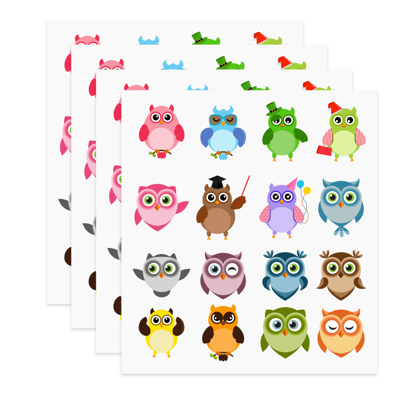 80 Pcs Colorful Owl Name Stickers, Owl Patterns Labels for Teachers & Students