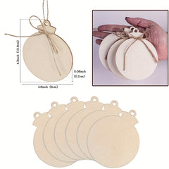 10pcs Round Wooden Ornaments Unfinished Holes Natural Wood Slices For Craft DIY