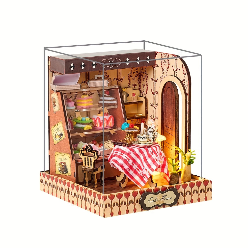 DIY Dollhouse Kit Sweet Shop 3D Puzzle No Glue Adult Assemble Model