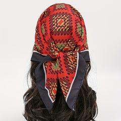 Red Bandana Boho Printed Square Scarf Neckerchief Head Wrap