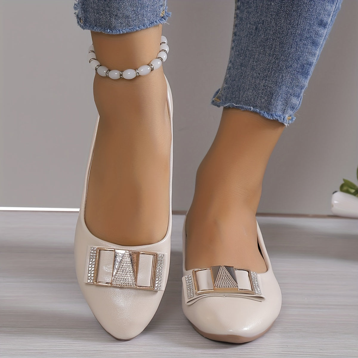 Rhinestone Decor Flat Loafers Slip On Soft Sole Shoes