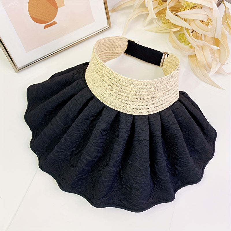 Embossed Shell Visor Hat Solid Foldable Sun Hat UV Protection