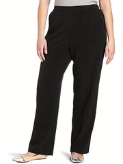  Solid High Stretch Straight Leg Pants With Pockets