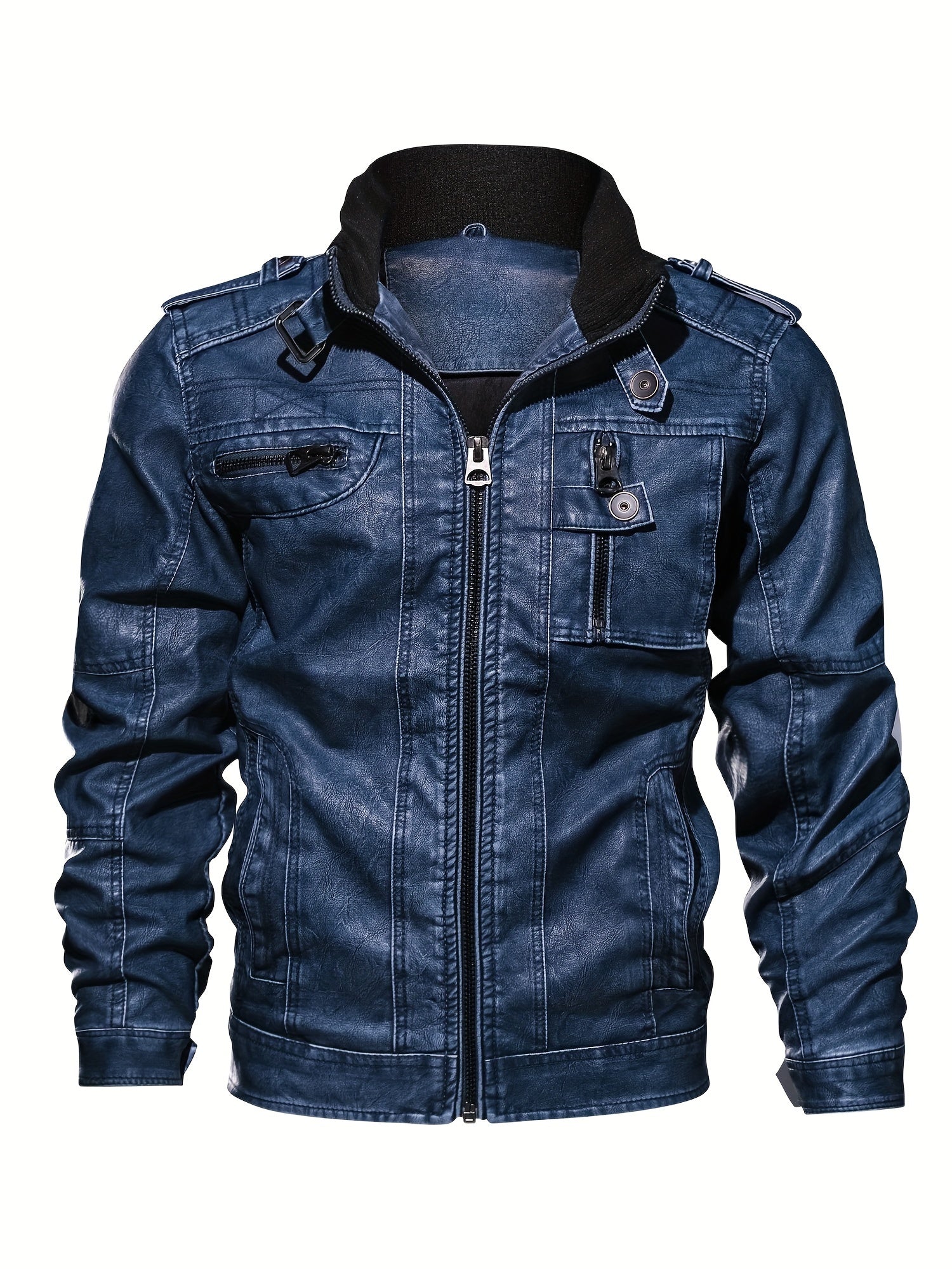 Men's Casual Vintage Style PU Leather Jacket