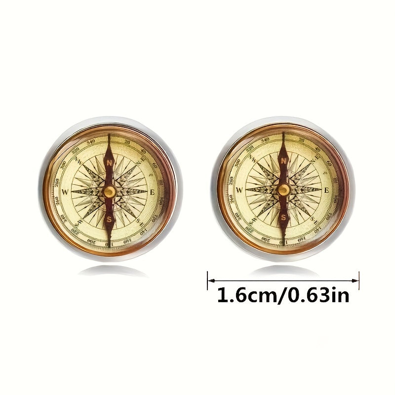 Retro Punk Style Compass Cufflinks For Men