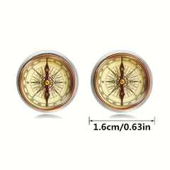 Retro Punk Style Compass Cufflinks For Men
