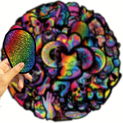 50pcs Cartoon Rainbow Doodle Stickers for DIY Teens and Adults
