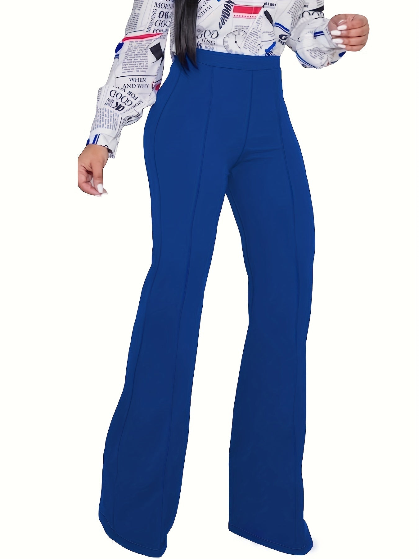  High Rise Slim Fit Flared Leg Trousers