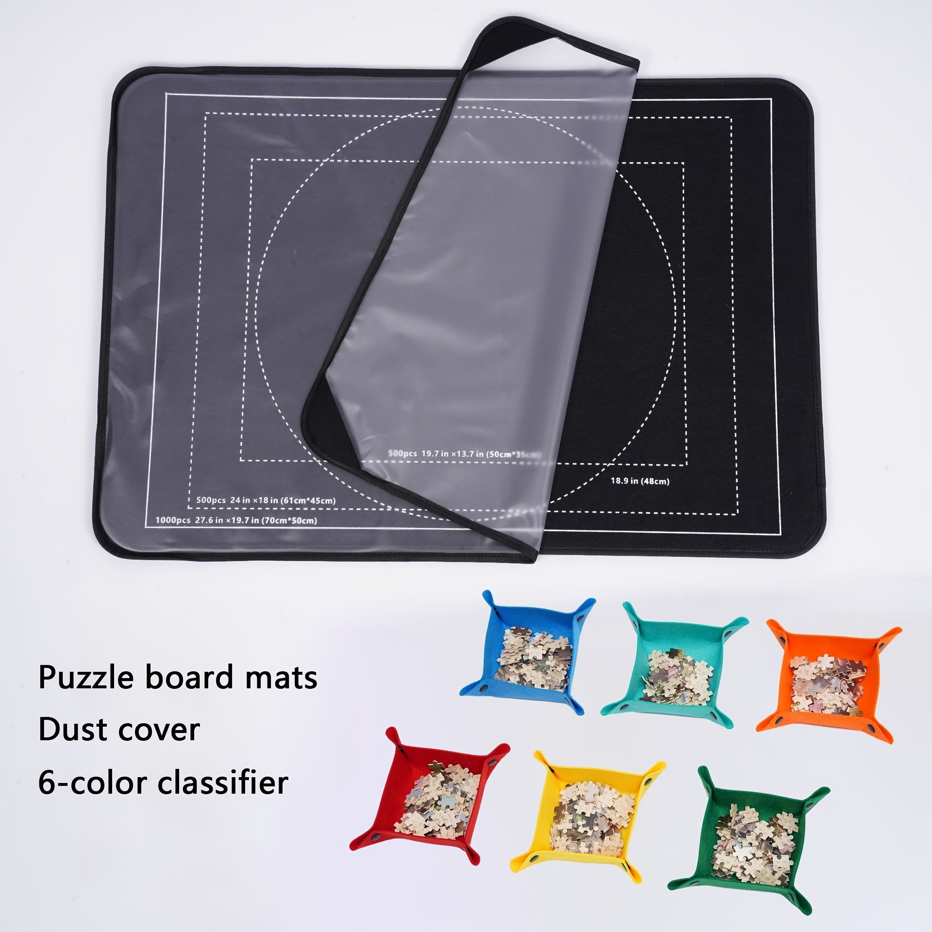 Foldable Puzzle Board Mat with Trays & Lid - 500/1000pc Storage