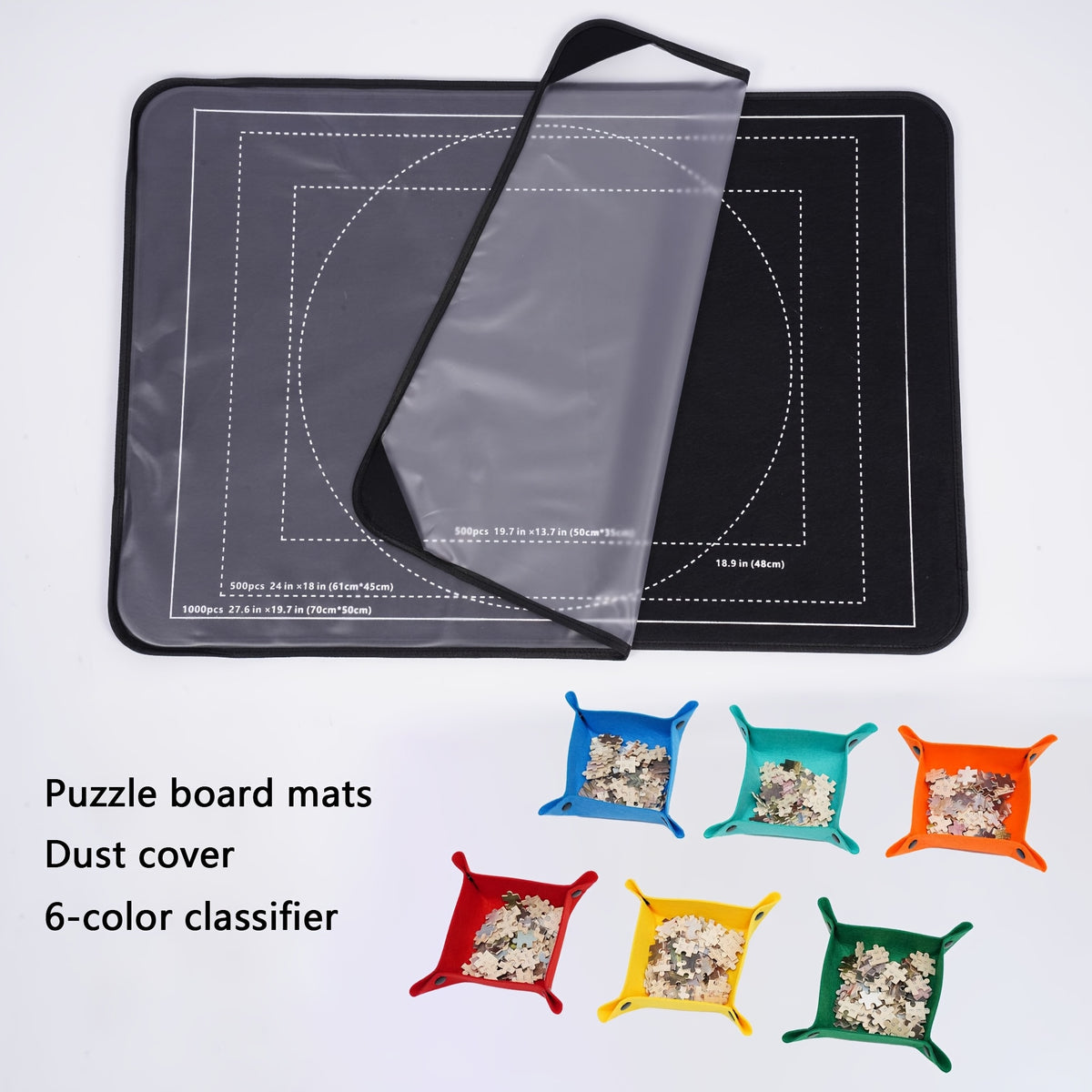 Foldable Puzzle Board Mat with Trays & Lid - 500/1000pc Storage