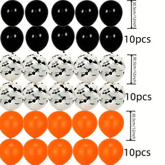 30pcs Halloween Bat Print Balloons Orange Decor 12in