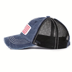 Distressed Trucker Hat Flag Patch Baseball Cap
