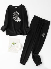  Christmas Lounge Set Women's Santa Fleece Top & Joggers Pajamas
