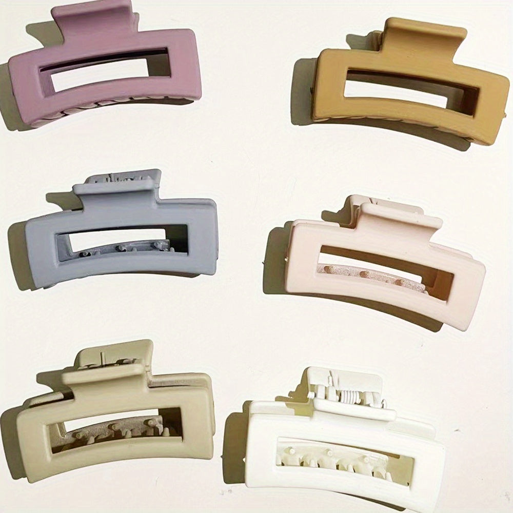 6PCS Frosted Small Square Hair Claw for Girls and Women