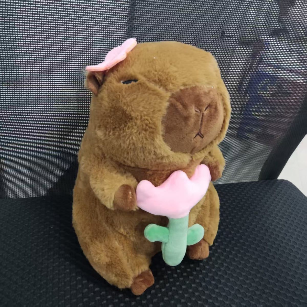 Capybara Plush Toy with Flower - Brown Plush