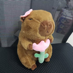 Capybara Plush Toy with Flower - Brown Plush