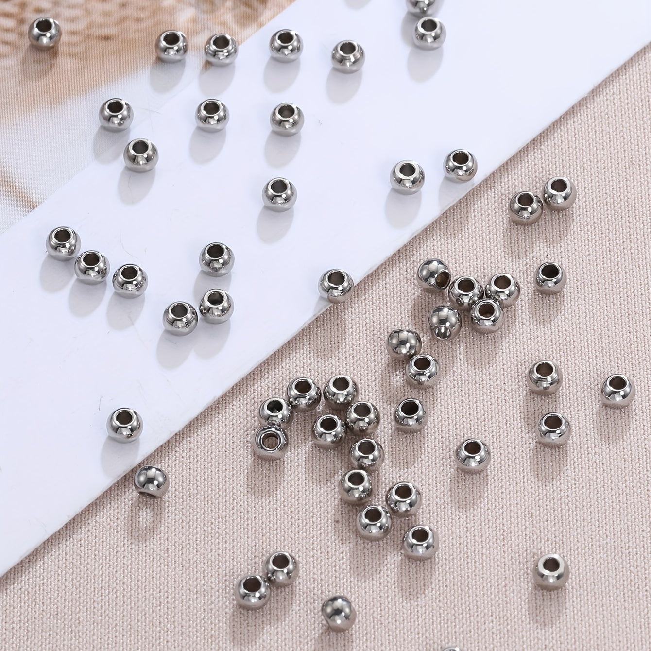 100pcs Stainless Steel Beads Big Hole Spacer Beads For Jewelry Making