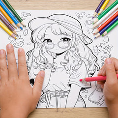Girls' Coloring Book 25 Pages Green Yellow Art & Craft Holiday Birthday Gift