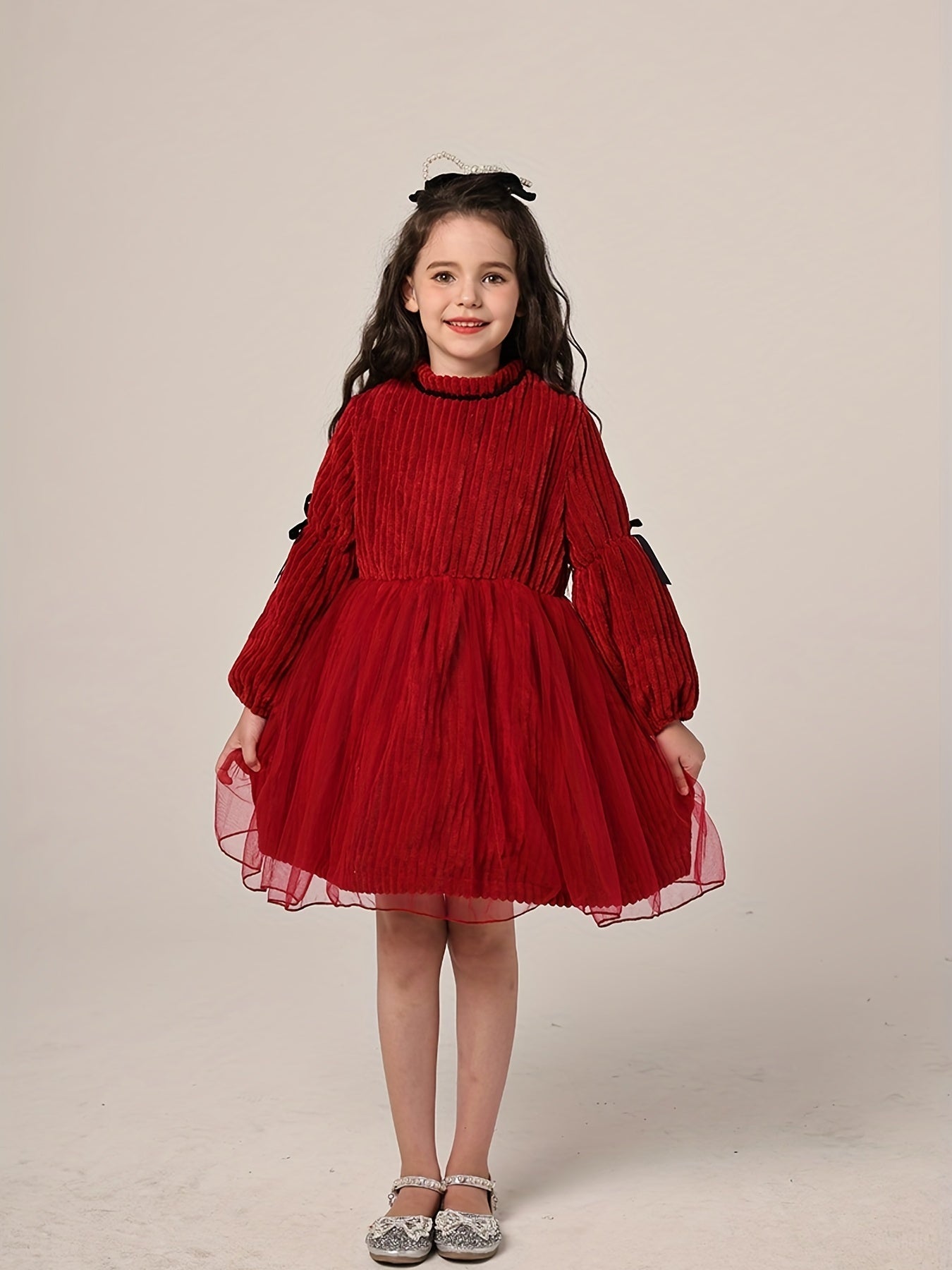 Vintage Style Velvet Long Sleeve Tutu Dress
