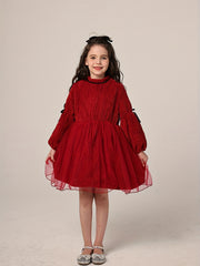Vintage Style Velvet Long Sleeve Tutu Dress