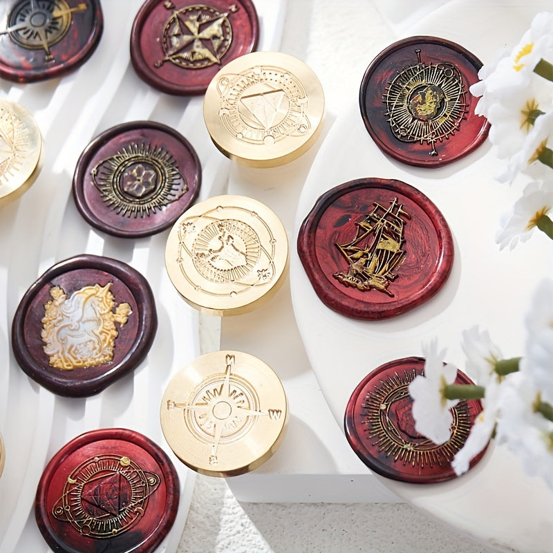 Fire Lacquer Brass Relief Seal with Magical Lion Head Pattern