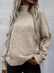  Solid Long Sleeve High Neck Jumper