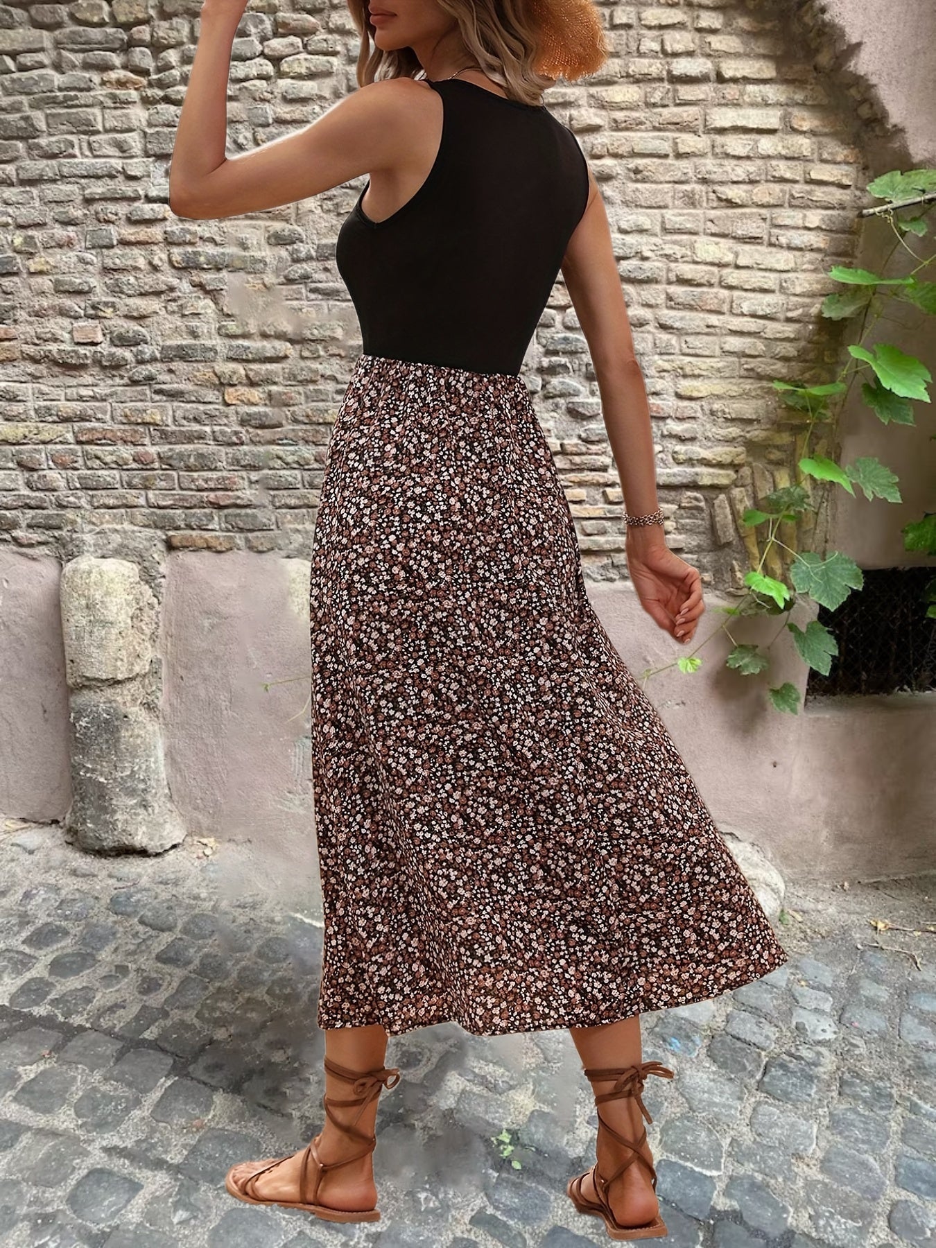 Floral Print Sleeveless Dress for Spring & Summer