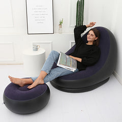Portable Inflatable Single Sofa Set PVC Flocking Comfortable Lazy Sofa