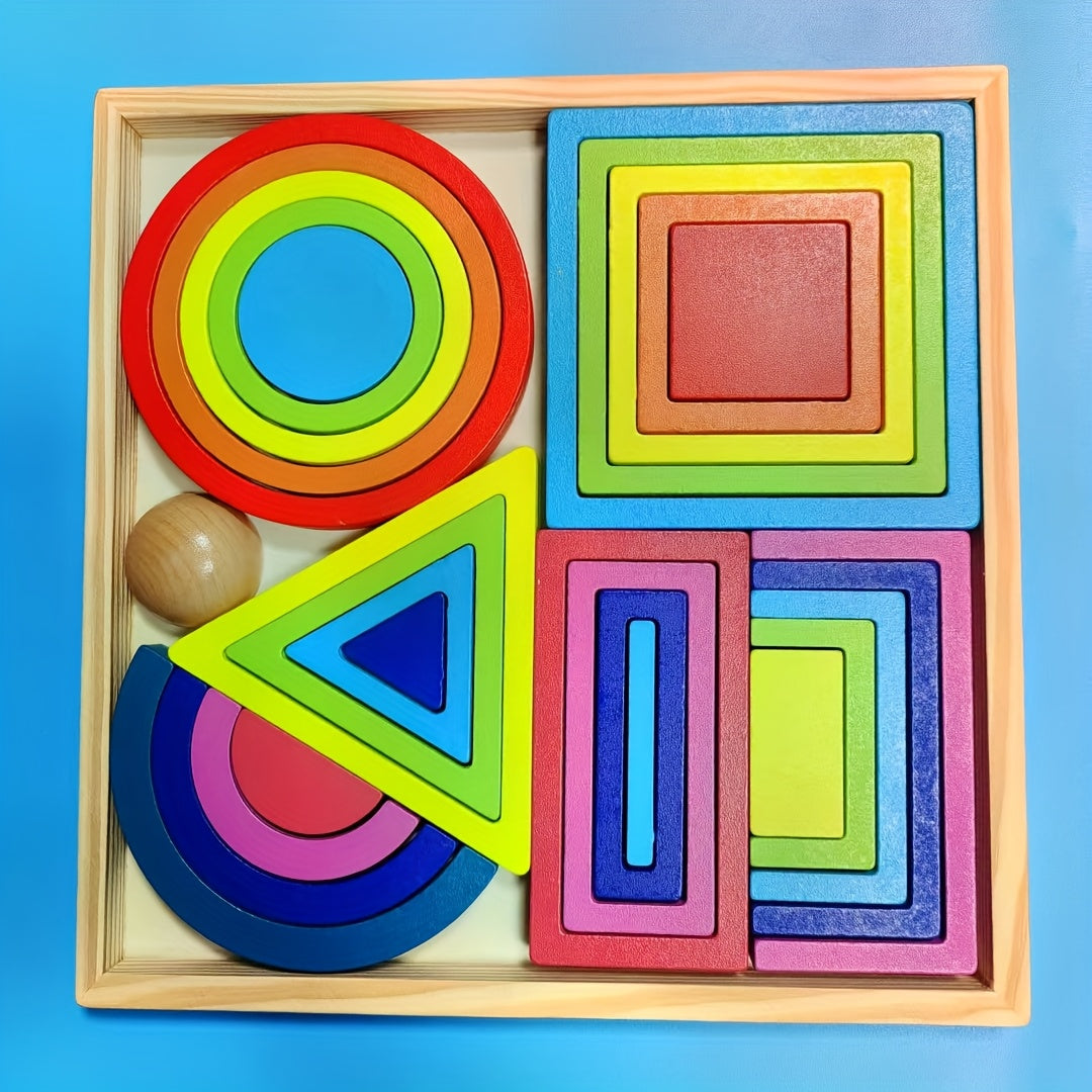 Wooden Rainbow Puzzle Toy for Home Office Decor