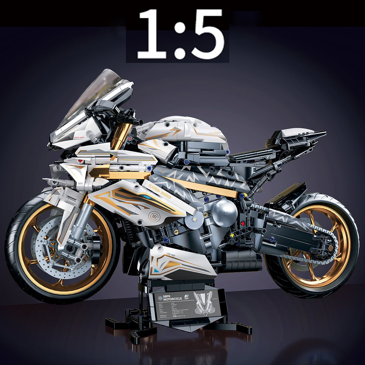 Platinum Motorcycle Building Blocks Model Easy Assembly Perfect Gift