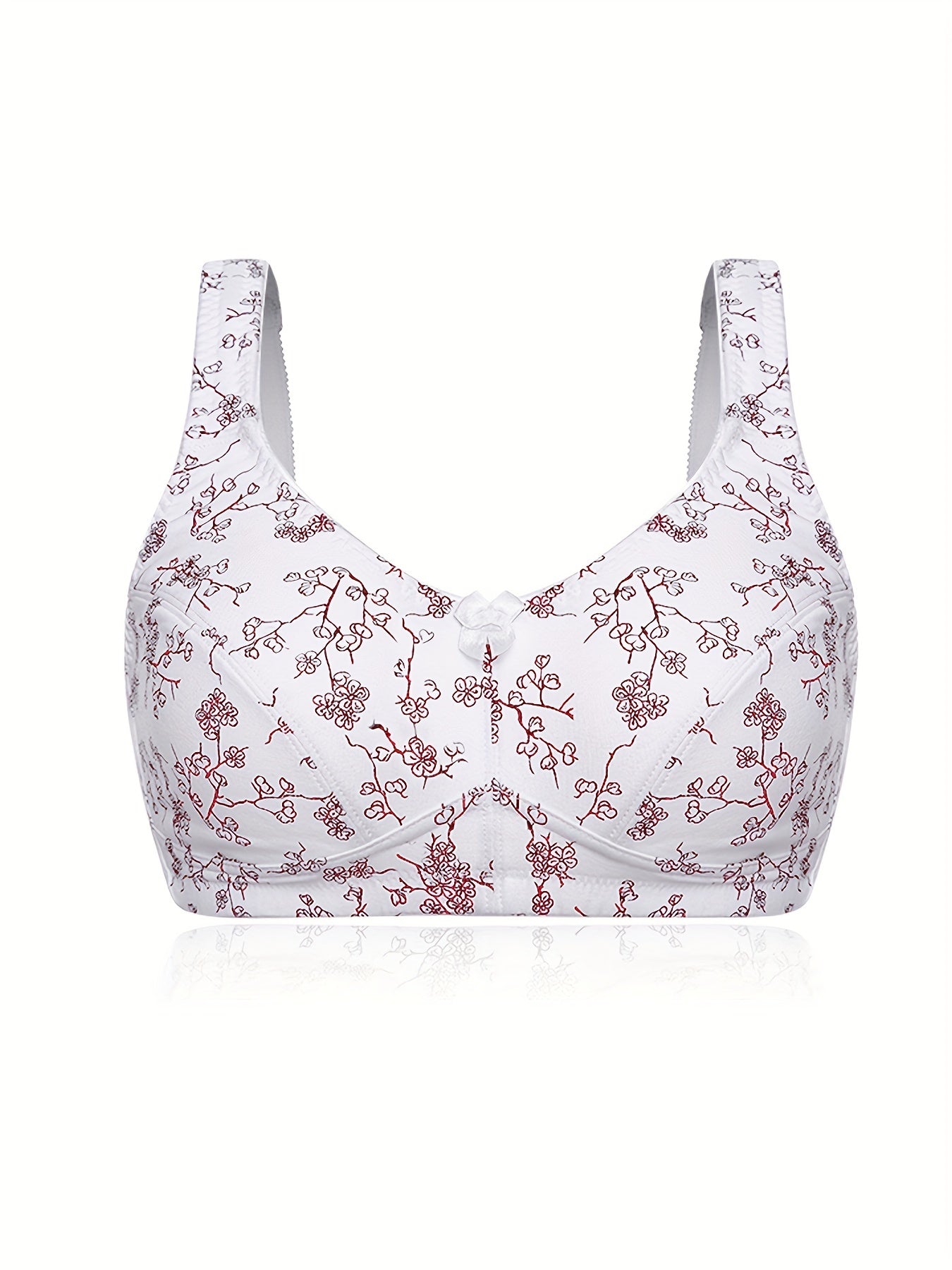 Floral Print Plus Size Wireless Comfort Bra