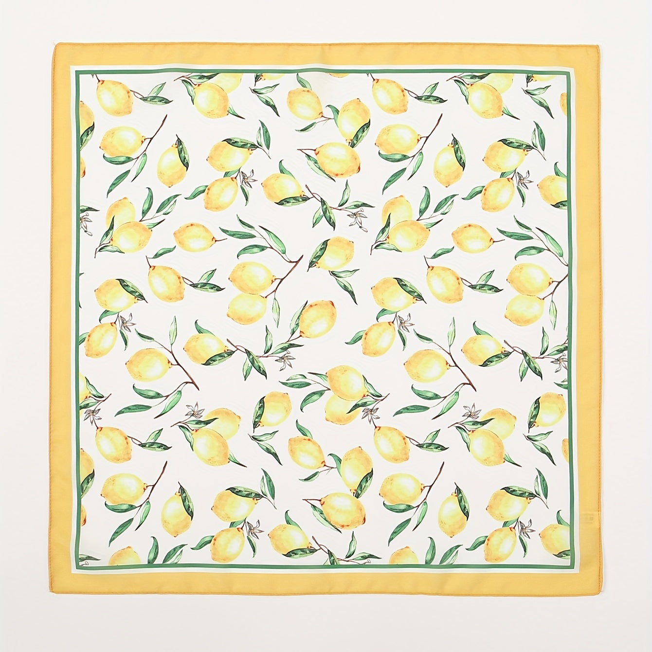 Lemon Print Yellow Bandana Casual Square Scarf Neckerchief Women