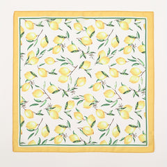 Lemon Print Yellow Bandana Casual Square Scarf Neckerchief Women