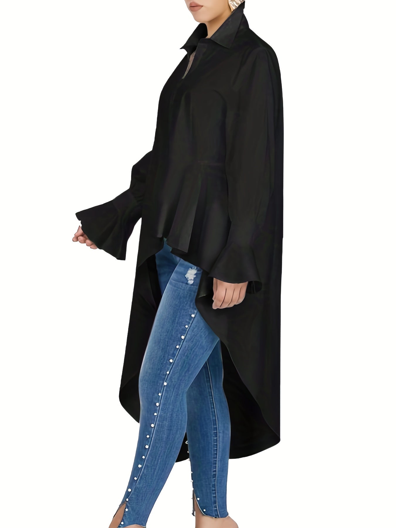  Women's Long Sleeve Peplum Shirt