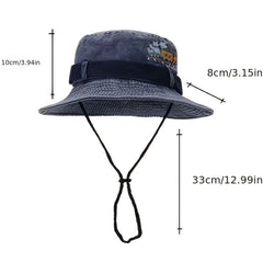 Outdoor Washed Sun Protection Embroidered Train Pattern Bucket Hat