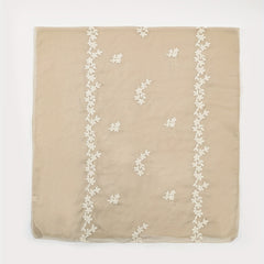 Beige Flower Embroidery Scarf Hijab Shawl Windproof Head Wraps Bandana