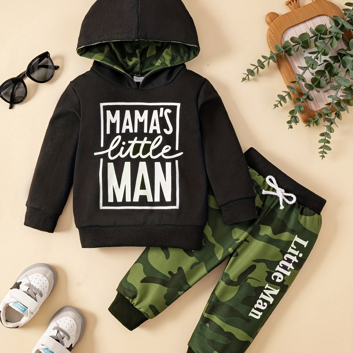 Baby Boy Camo Hooded Sweatshirt & Trousers Set