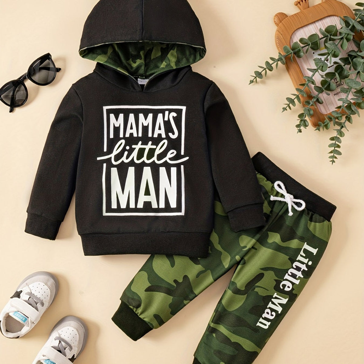 Baby Boy Camo Hooded Sweatshirt & Trousers Set