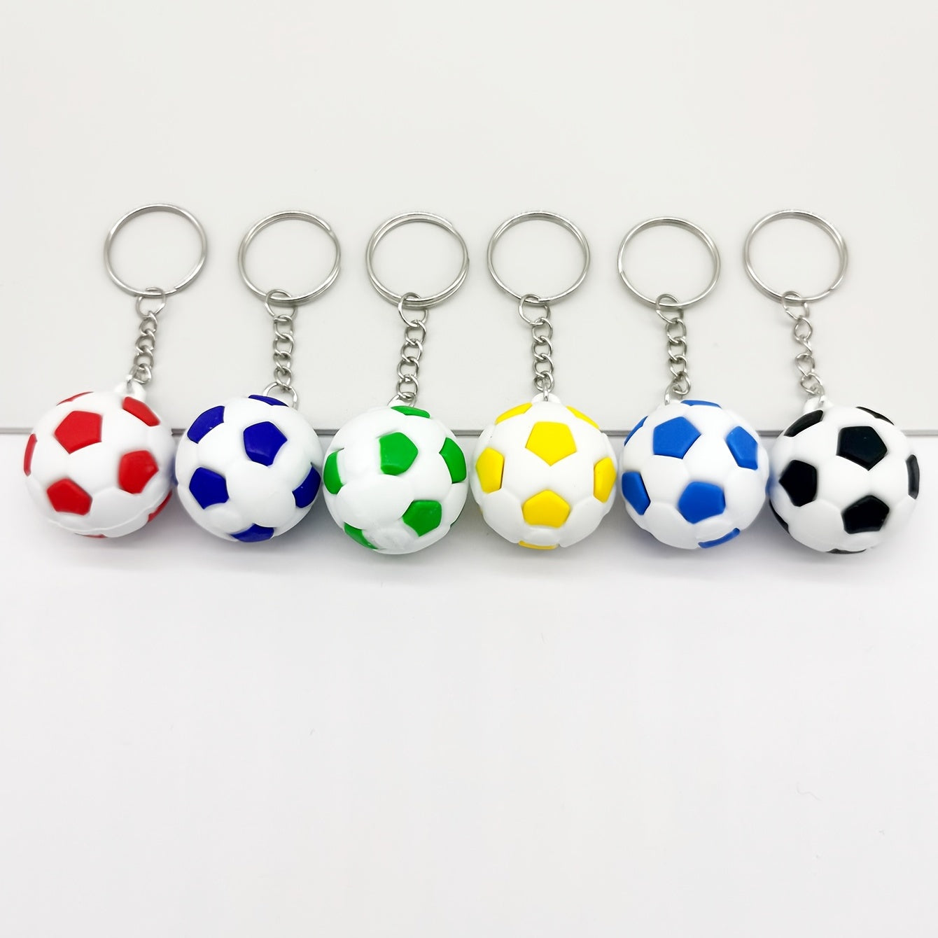 6pcs PVC Football Keychains Sports Pendant Bag Keyring Ornament
