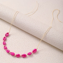 Vintage Shell Beaded Waist Chain Red Elastic Braided Waistband