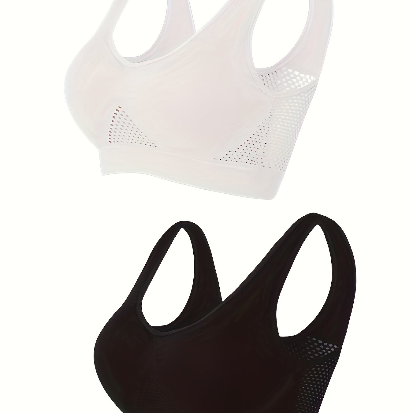 2 Pk Plus Size Sports Bras Set Women's Plus Solid Seamless Breathable Yoga Bra