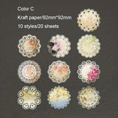 20 Sheets Vintage Lace Pattern Scrapbooking Supplies for DIY Craft Paper