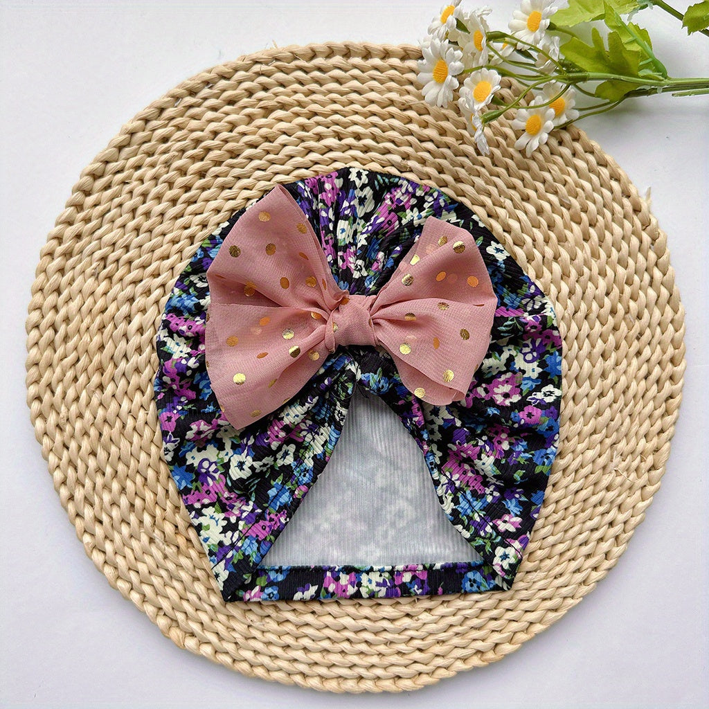 Soft Floral Bow Baby Hat Headgear